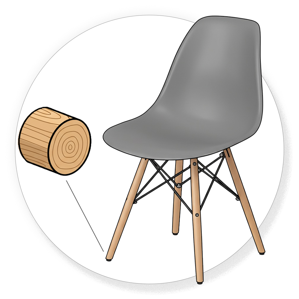 Embouts pour pieds de chaise inclinés en bois massif